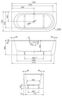 Акриловая ванна Cezares Slim Corner левая 179x79см белый SLIM CORNER-180-80-60-L-W37-SET